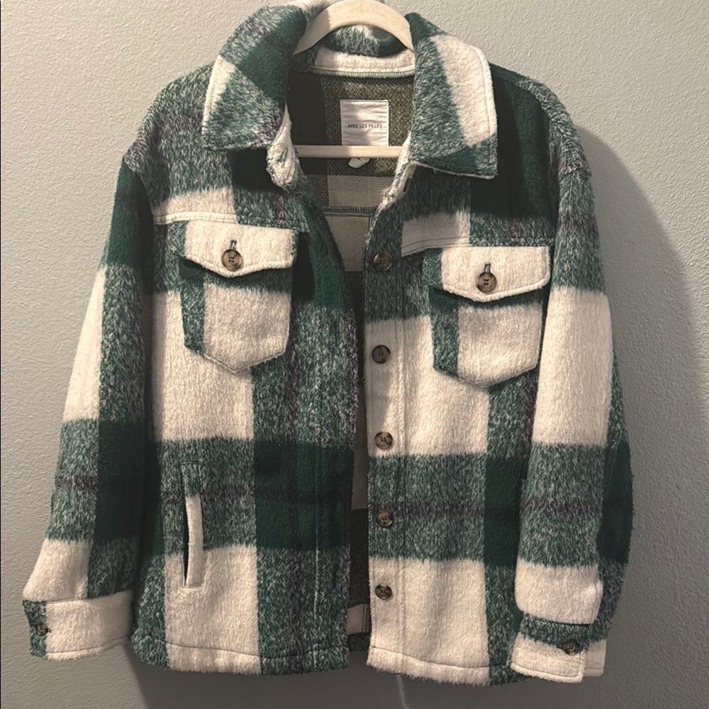 Avec Les Filles Green and White fleece Relaxed Fit